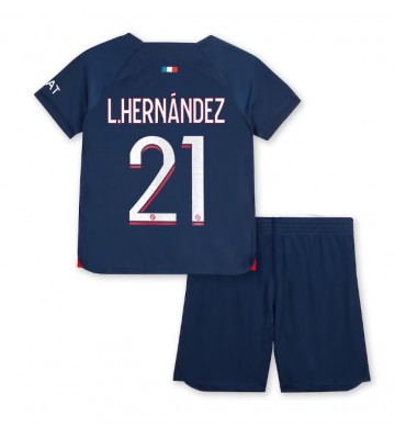Paris Saint-Germain Lucas Hernandez #21 Hemmaställ Barn 2023-24 Kortärmad (+ Korta byxor)